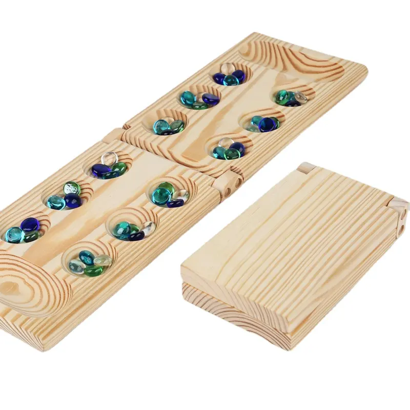 Toptan popüler çocuklar oynamak Mancala taşlar satranç oyunu oyuncak ahşap Mancala oyunu