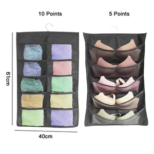 2 Sides Hanging Organizer Underwear Bra Sock Mesh Hanging Storage Bag For Closet Household Dormitory Wall