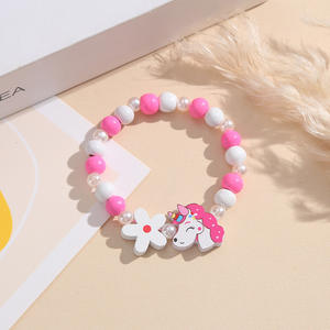 สร้อยข้อมือไม้ยูนิคอร์นลายการ์ตูนสุดน่ารักสำหรับเด็กผู้หญิง ของขวัญสำหรับเด็ก อุปกรณ์เสริมสร้อยข้อมือ - Product Image 3