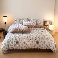 Ensemble de literie personnalisable haut de gamme 100% coton, style frais, drap de lit, housse de couette, kit de literie 3/4 pièces, vente en gros