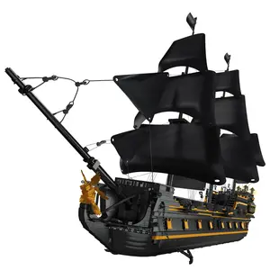 MOULD KING 13186 MOC 5266pcs Black Pirates Ship DIY Bricks Boat Model Puzzle Assembly Large Building Blocks Toys Kids