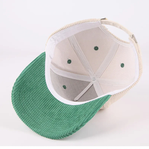 Casquettes de baseball de haute qualité pour hommes et femmes chapeau brodé en gros casquette de baseball vintage en velours côtelé bicolore - Product Image 3