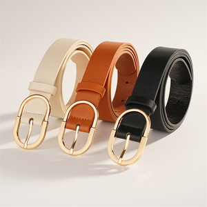 Ceinture de taille en cuir PU pour femmes, ceinture classique avec boucle ovale en métal doré, ceinture fine pour femmes, accessoire décontracté pour jeans, robes, usage quotidien - Product Image 3