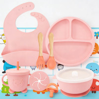 Ensemble de vaisselle pour bébé en silicone sans BPA, qualité alimentaire, OEM/ODM, logo personnalisé, kit de vaisselle pour tout-petits