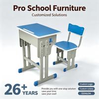 Table et chaise individuelles pour école primaire, bureau et chaise en métal à double colonne avec réglage en hauteur, design de style chinois pour les élèves