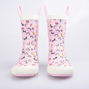 <span class=keywords><strong>Stivali</strong></span> da <span class=keywords><strong>Pioggia</strong></span> per Bambine con Stampa Unicorno Rosa, Impermeabili, Leggeri, Antiscivolo, a Metà Polpaccio, in Gomma con Maniglie per Estate e Autunno - Product Image 2