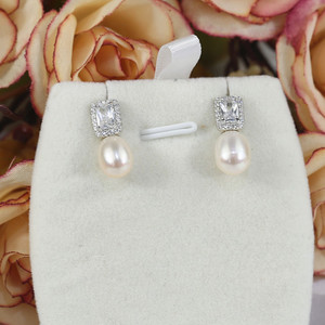 Pendientes Elegantes de Plata 925 con Perlas Naturales de Agua Dulce de 8mm, Diseño de Moda FEIRUN, Gran Venta 2021 - Product Image 3