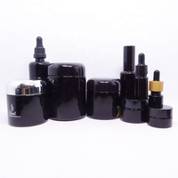 Flacon et pot cosmétiques en verre violet foncé anti-UV pour huiles essentielles et lotions