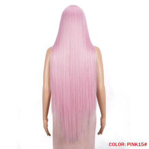 Peluca de Cabello Sintético Resistente al Calor con Frente de Encaje Recto, 38 Pulgadas, Estilo Ombre Rubio, Peluca de Cabello Sintético de Alta Temperatura con Estilo Moderno y Puntiagudo - Product Image 4