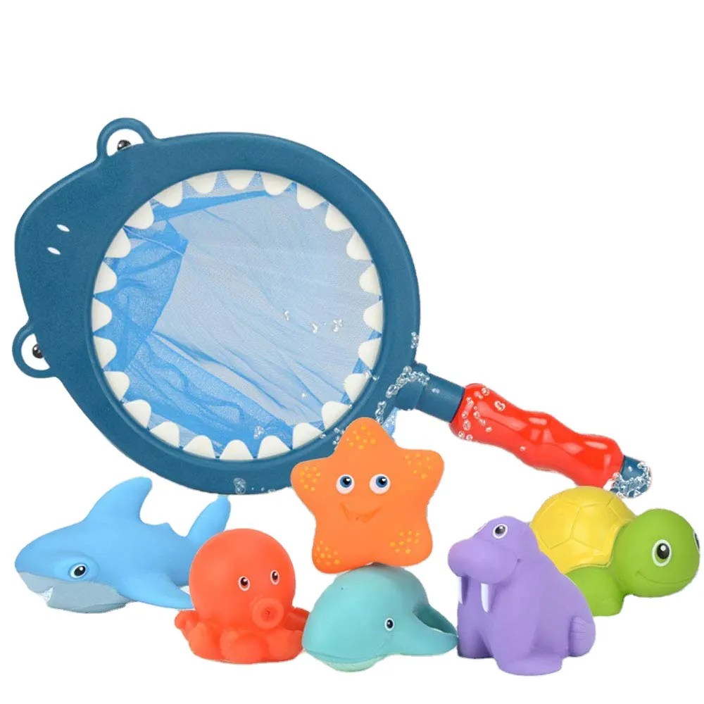 Summer Baby Floating Squirt Bathtime Learning & Education Toddler Rubber Animal Octopus Baby Bath Mini Squirt Toys Set Storage