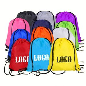 Sac à dos de sport en gros en polyester 210D, sac cosmétique promotionnel personnalisé à cordon - Product Image 1