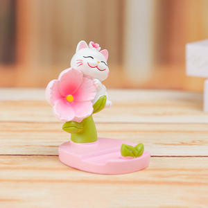Petites figurines en résine de chat aux fleurs de cerisier, décorations de bureau exquises, figurines multifonctionnelles, fabricant - Product Image 4