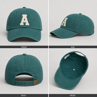 Casquette de baseball personnalisée brodée avec lettre A, monogramme initial, en sergé, visière incurvée, réglable, fermeture snapback, vente en gros, OEM, faible MOQ