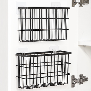 Paquete de 2 Cestas Organizadoras Autoadhesivas para Colgar Dentro del Armario de Cocina, con Tapas, para Almacenamiento en la Pared, para Despensa - Product Image 1