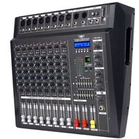 AOSHEN Mixeur Audio Multifonctionnel 8 Canaux avec Égaliseur Paramétrique DSP 16 Effets Intégrés 2x300W 8ohm USB BT Métal pour 2