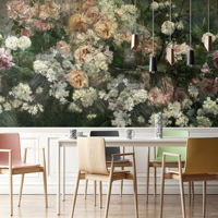 Papier peint mural auto-adhésif personnalisé à motif de fleurs de roses, adapté aux chambres à coucher, aux salons, aux murs de fond de télévision et aux murs derrière les canapés.