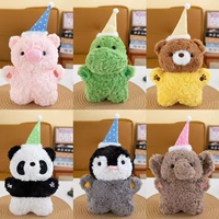 Jolie Peluche Chapeau de Fête en Forme de Cochon, Dinosaure, Ours, Panda, Pingouin, Éléphant, Poupée en Peluche Douce, Cadeau d'Anniversaire pour Enfants, Porte-clés