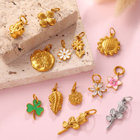 Pendentifs en forme de feuille et de fleur en acier inoxydable plaqué or 18K PVD pour enfants, collection Gilded Garden, résistants au ternissement et imperméables, pour la création de bijoux