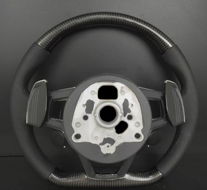 Volant en cuir et fibre de carbone avec bouton de démarrage rouge pour <span class=keywords><strong>Audi</strong></span> <span class=keywords><strong>A3</strong></span>/A4/B9/A5/A6/C8/A7/A8/Q3/Q5/Q7/<span class=keywords><strong>S</strong></span>/RS <span class=keywords><strong>Line</strong></span> (RS3) - Product Image 2
