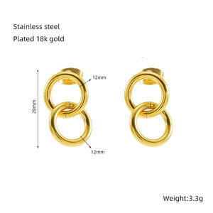 Fabricante a granel al por mayor nuevos pendientes de moda de acero inoxidable hipoalergénicos personalizados chapados en oro PVD - Product Image 3