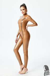 LatexCatfish - Traje <span class=keywords><strong>de</strong></span> látex para <span class=keywords><strong>mujer</strong></span>, color marrón metálico, 0,4 mm <span class=keywords><strong>de</strong></span> grosor, con cremallera trasera <span class=keywords><strong>de</strong></span> 3 vías - Product Image 3