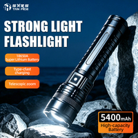 Lampe torche LED USB rechargeable étanche pour camping, design stylo, avec fonction Power Bank, portée 900-1000M, zoom réglable