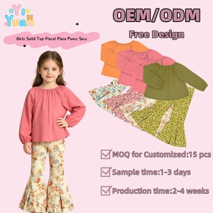 Set Due Pezzi per Bambine: Camicetta a Maniche Lunghe con Stampa Floreale e Pantaloni a Zampa, Outfit Casual Autunnale per Feste e Uso Quotidiano - Product Image 1