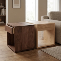 Table de chevet moderne en bois avec tiroir de rangement et étagère ouverte pour petite chambre, appartement, hôtel