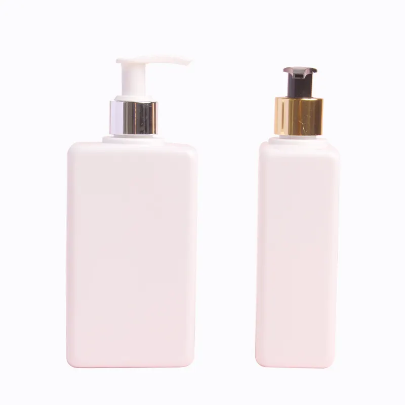Bottiglia in pet di plastica piatto quadrato bottiglia di shampoo 300ml prodotti per la cura lozione imballaggio premere la pompa bottiglie di erogazione