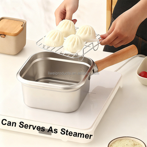 <span class=keywords><strong>2025</strong></span> Mới Thép không gỉ phụ kiện nhà bếp Nồi chiên nồi Rau colander lọc với tay cầm bằng gỗ cho nhà nấu ăn ngoài trời - Product Image 1