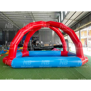 สระว่ายน้ำเป่าลมกลางแจ้งทรงกลมพร้อมผ้าคลุมและเต็นท์น้ำ - Product Image 2
