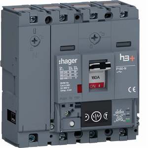 HNS161NC ปรับแต่งได้ด้วยชุดเบรกเกอร์แบบหล่อขึ้นรูป Hagers รุ่น h3+ P160 LSIG Energy 4P 40kA 160A ปรับค่าได้ - Product Image 1