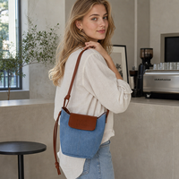 Sac seau en jean personnalisé avec logo, bandoulière réglable, sac à bandoulière décontracté pour femme, sac hobo multicolore, fermeture personnalisée