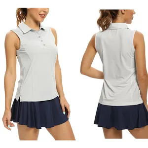 Camiseta de secado rápido UPF50 con cuello en V y protección UV para mujer, camisetas sin mangas ligeras para tenis y deportes al aire libre, polos de Golf sin mangas