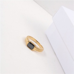 Jewelry <b>Ring</b> Rhinestone <b>Crystal</b> Chunky Stainless Steel Fashion for Men Women Popular Square Black Free Sample Vintage XR Jewelry - Product Image 2