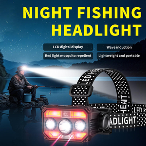 Rechargeable LED Headlamp with Digital Display Motion <b>Sensor</b> 8 Modes Super Bright COB Headlight for Camping Fishing Running Outd - Product Image 4
