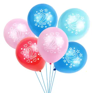 Palloncino di buon compleanno palloncini in lattice da 12 pollici Happy Second Birthday Party for Baby Shower Kids 2 anni Birthday Decor