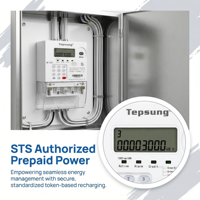 Medidor Eléctrico Electrónico de Estado Sólido Prepago Monofásico con Pantalla Digital Tepsung M-1201, Precisión Clase 1, Corriente Máxima de 60A