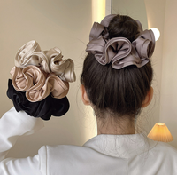 Queue de cheval française bandes de cheveux élastiques femmes cheveux cravates chapeaux accessoires élégant Extra Large fleur Satin chouchous
