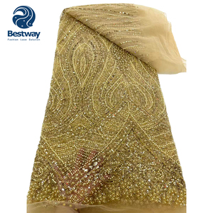 Bestway Nieuwste Luxe Kralen Kant Stof Voor Bruids Borduurwerk Franse Kant Voor Bruiloft Afrikaanse Vrouwen Jurk - Product Image 3