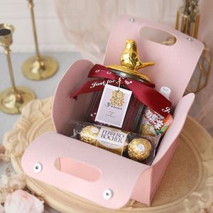 PU Leather <b>Wedding</b> Candy Box Storage Gift Bag Elegant Souvenir Package with <b>Ribbon</b> Gifts for Birthday Baby Shower Party Favors - Product Image 2