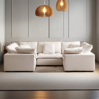 Canapé modulaire en forme de U de style nordique en tissu imperméable avec canapé-lit et housse amovible pour appartement et villa