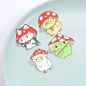 Adorable Juego de Broches Esmaltados de Hongo con Manchas Rojas para Decoración de Uso Diario - Product Image 1