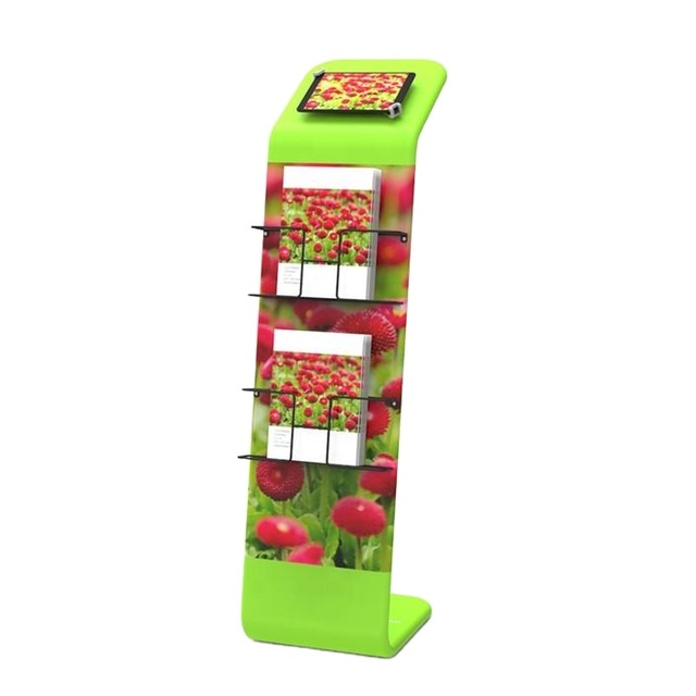 Customize10inch - 15inch Mount Floor Tablet PC Kiosk, Custom Free Standing Tablet Pc Kiosk with Banner Rack Brochure Holder