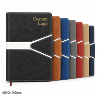 Carnet d'affaires en cuir PU avec logo personnalisé, rayures blanches contrastées, fermeture magnétique, journal, cadeau d'entreprise, agenda