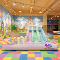 Toboggan aquatique gonflable double en PVC couleur pastel Macaron avec piscine à balles, combo château gonflable et toboggan pour enfants, idéal pour la location commerciale en extérieur