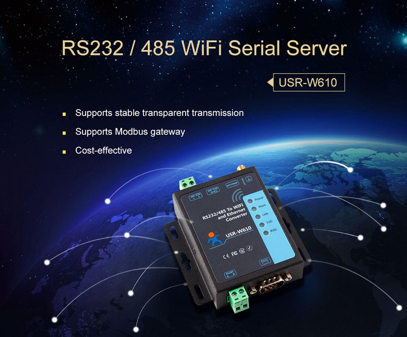 USR-W610 RS485/RS232 support Port Modbus TCP/RTU Industrial WiFi Serial to Ether
