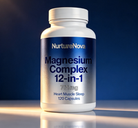 Kapsul Magnesium Kompleks 12-in-1 untuk Mendukung Otot, Suplemen Dewasa, 120 Kapsul