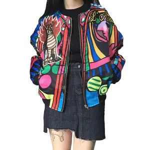 Blouson de Baseball Bomber en Satin, multicolore, tendance, personnalisé, haut de gamme, imprimé par Sublimation