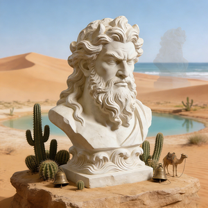 Busto de <span class=keywords><strong>Zeus</strong></span> con Efecto Mármol, Escultura Elegante Pintada a Mano en Resina para Fuente de Exterior, Pieza Decorativa - Product Image 5